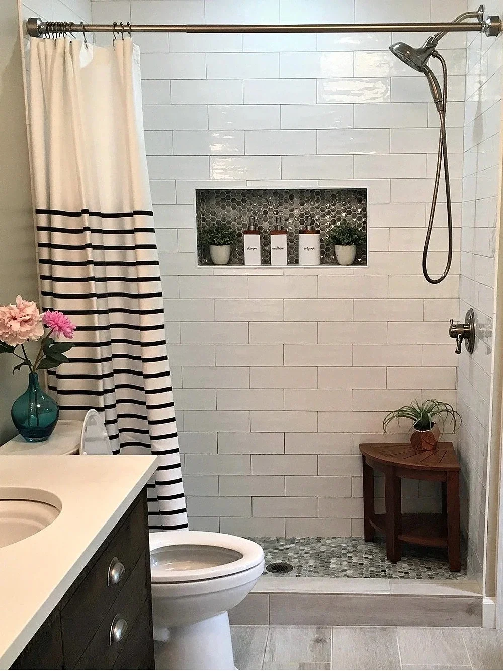 Kate Spade Black & White Striped Shower Curtain